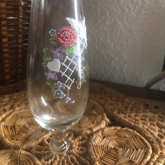 Rare Clear Hand Painted Fenton 50th Anniversary Bud Vase w/Ruffles & Gold Edging - Picture 12 of 16